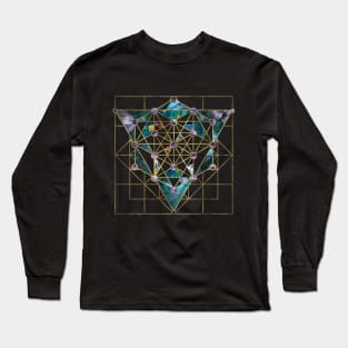 Sacred Geometry Ornament -  Marble  and gold Long Sleeve T-Shirt